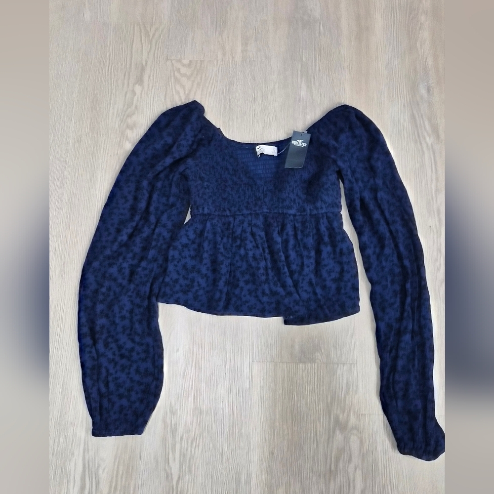 Hollister Dark Blue Long Sleeve Blouse - Size S - New With Tags